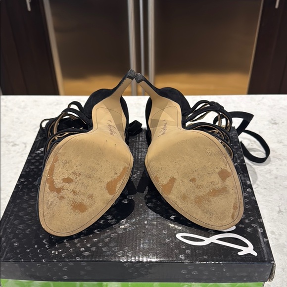 SAM EDELMAN ALBA Black Suede Heels - Picture 6 of 13